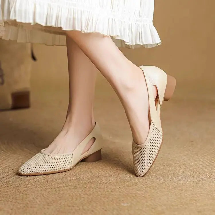 Perforated Pointed Toe Pumps – Breathable & Stylish 2025