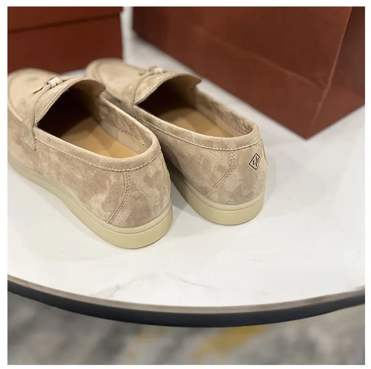 Women’s Leather Slip-On Bean Shoes Flats