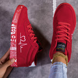 Women Canvas Shoes Valentine Red Love Sneakers