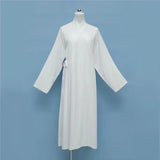 White Ming Dynasty Hanfu inner robe costume for men and women, made of polyester, traditional Chinese design.