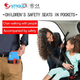 Child in a car seat using a portable safety seat, demonstrating ease of use and comfort for on-the-go families.