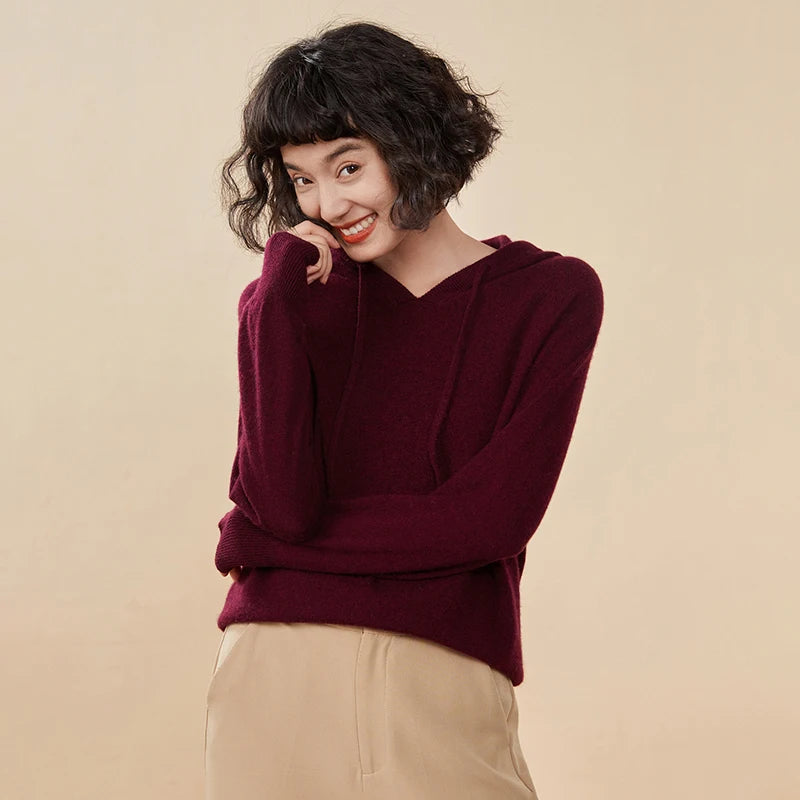 Women's 100% Cashmere Hooded Sweater