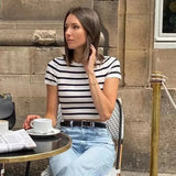 Women Striped Crop Knit Sweater