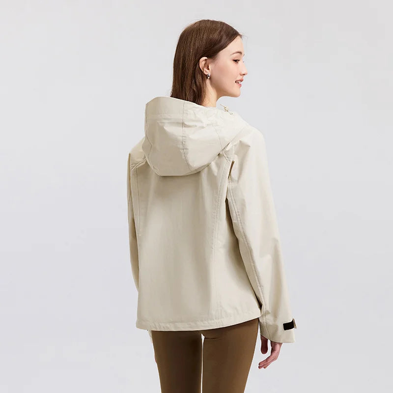 Women's Windproof Raglan Hooded Spring Jacket
