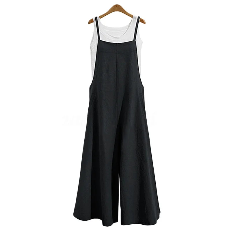 Women Cotton Wide Leg Jumpsuit