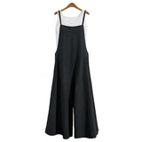 Women Wide Leg Cotton Linen Jumpsuit