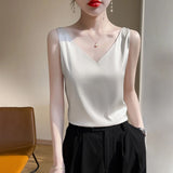Office Lady V‑Neck Casual Tank Top