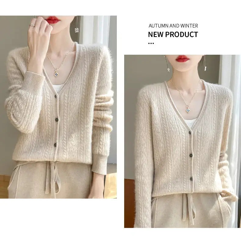 Women Merino Wool Cashmere Cardigan