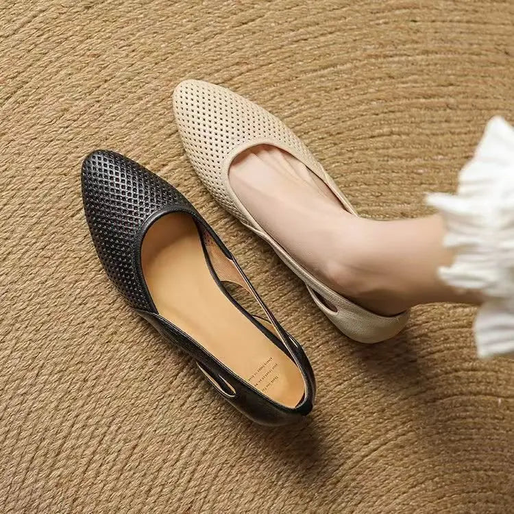 Perforated Pointed Toe Pumps – Breathable & Stylish 2025