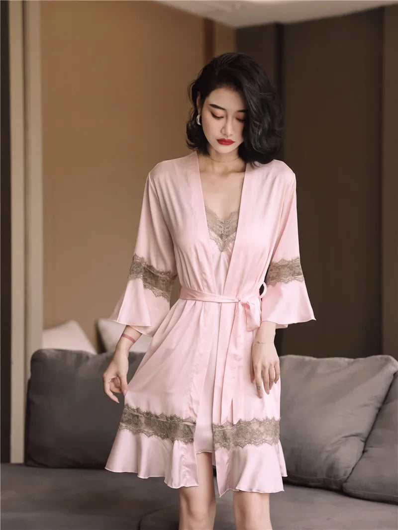 Women Ice Silk Nighty Pajamas