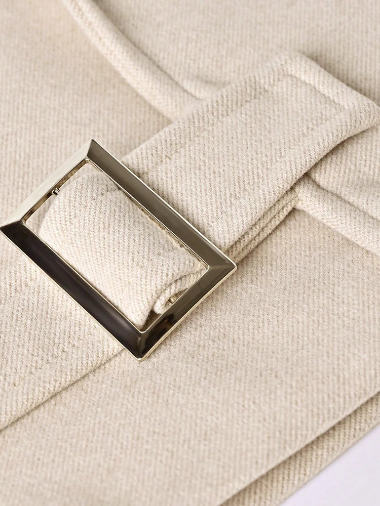 Elegant Woolen Belted Bomber Winter Coat