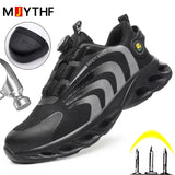 Men Lightweight Rotary Buckle Safety Shoes