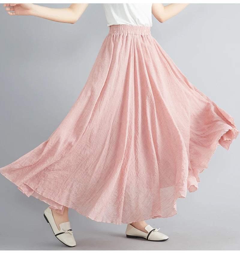 Women Linen Maxi Skirt