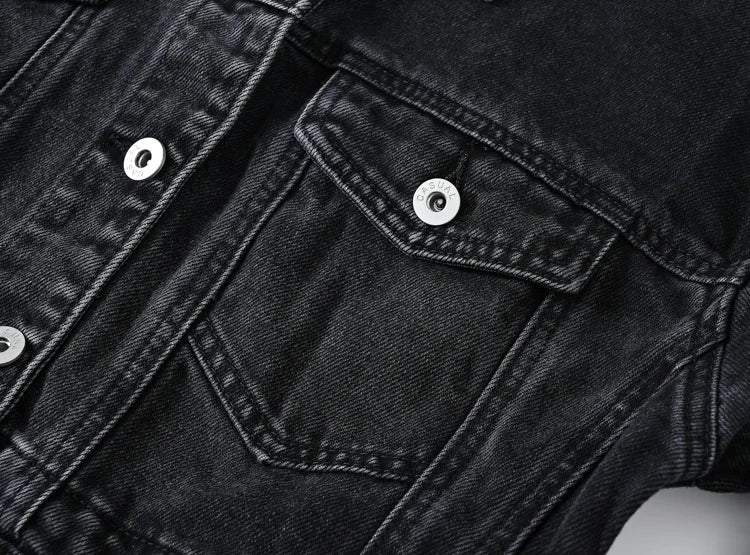 Women's Denim Jacket - Casual Black Overcoat
