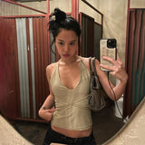 Korean Fashion Backless Halter Crop Tank