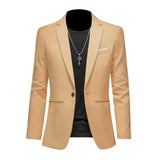 Men Slim Fit Single Button Blazer