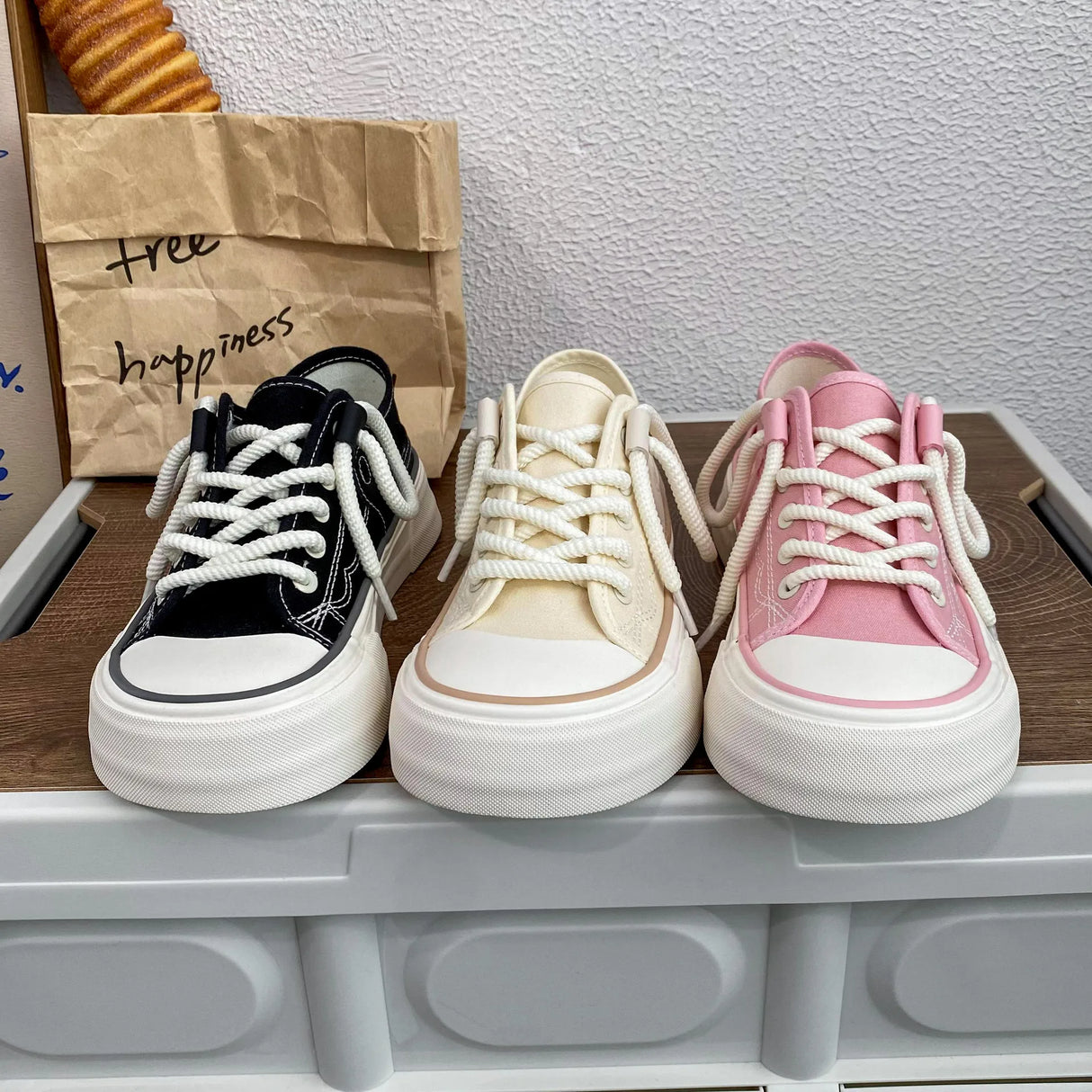 Women Canvas Sneakers Non Slip Lace Up Flats