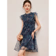 LOUIS YAO Sparkling Dress for women, flounced edge, patchwork design, perfect summer outfit above knee.