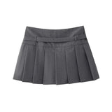 Women's Pleated Belted Skort Shorts