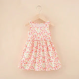 Cute pink floral summer dress for girls, sleeveless, knee-length, perfect for ages 4-6.