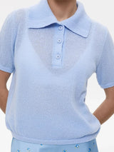 Women's Polo Collar Hollow Knit Sweater