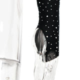 Women's Knitted Rhinestone Long Sleeve Bodysuit – Sexy Y2K Outfit