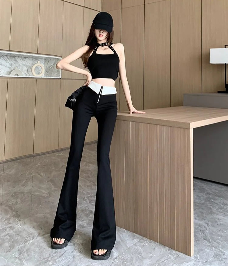 Women Flare Zipper Leggings