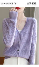 Women Merino Wool Cashmere Cardigan
