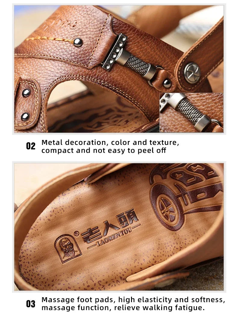 Men Leather Buckle Casual Sandals