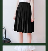 Women Pleated Midi College Skirt