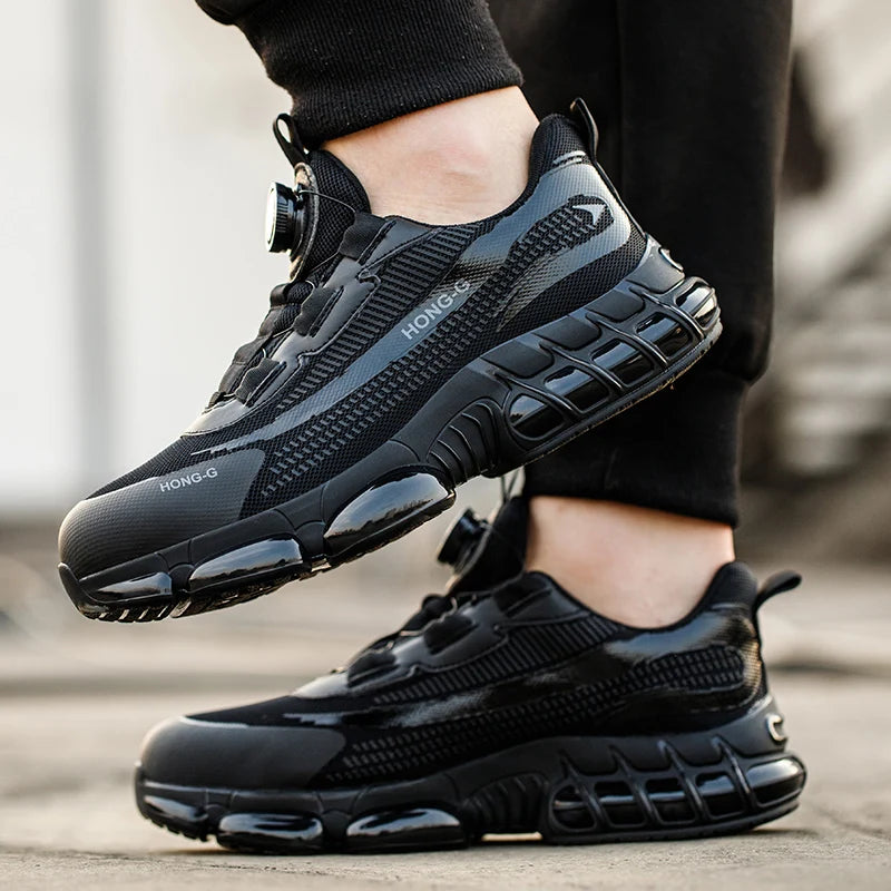 Men Rotary Buckle Steel Toe Safety Shoes