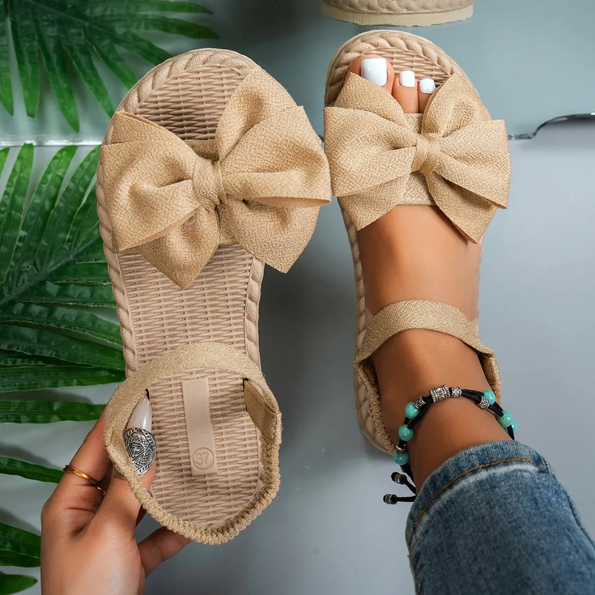 Women Casual Bow Tie Sandals Summer Flats
