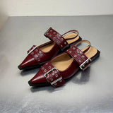 Women Flats – Pointed Toe Slingback Designer Shoes