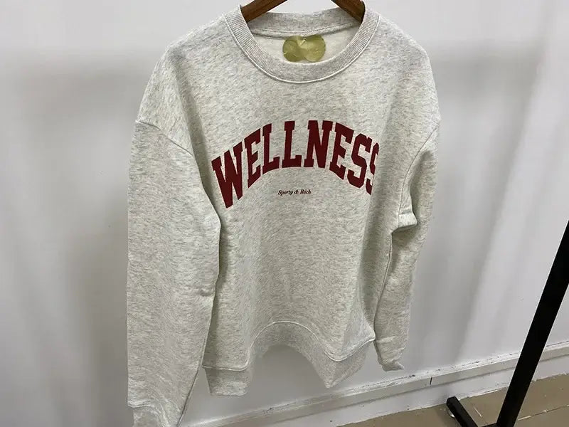 Women Letter Print Sweatshirt Vintage O-Neck Pullover