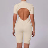 Women Sports Zipper Short Jumpsuit