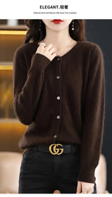 Women Mink Cashmere Knit Cardigan