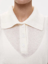 Women's Polo Collar Hollow Knit Sweater