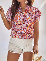 Women Plus Size Ethnic Print V-Neck Top