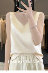 Ice Silk Satin V‑Neck Camisole Crop Top
