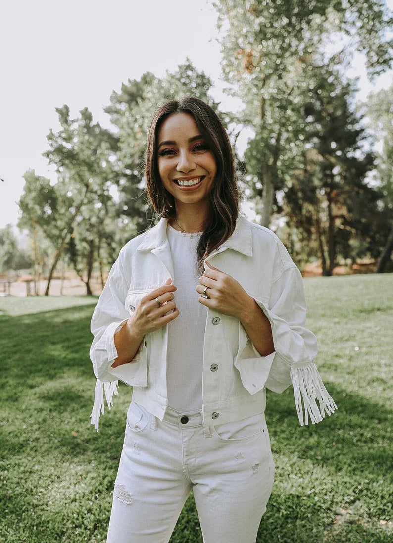 Personalised Pearl Denim Jacket for Bachelorette Party