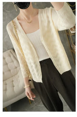 Women Knitted V-Neck Sun Protection Cardigan