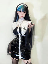 Sexy Anime Nun Leather Cosplay Outfit