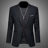Men Slim Fit Single Button Blazer