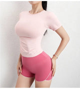 Women Compression T-Shirt Seamless Short Sleeve Gym Top