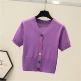 Women's Short Sleeve Crop Knit Sweater