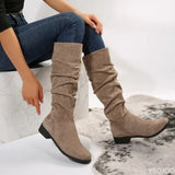 Women Mid Calf Boots Chelsea Lace Up Shoes