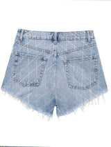 DazzleLine™ – High Waist Hot Diamond Shorts (Raw Edge, Straight Fit)