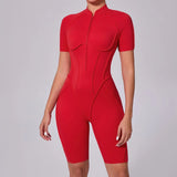 Women Sports Zipper Short Jumpsuit