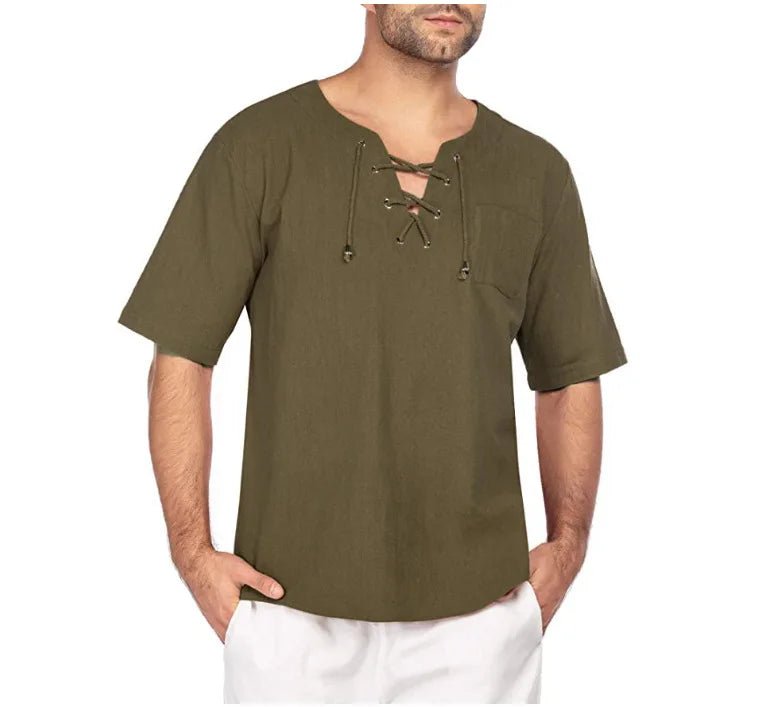 Men’s Plus Size V-Neck Linen Top