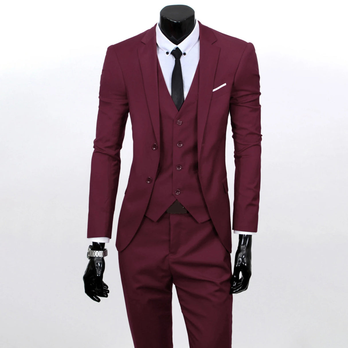 Men Slim Fit 3-Piece Formal Suit